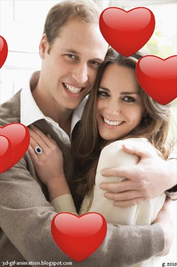  Brytyjska rodzina królewska - Prince William and Kate Middleton wedding love love love.... 3d gif animation free.gif