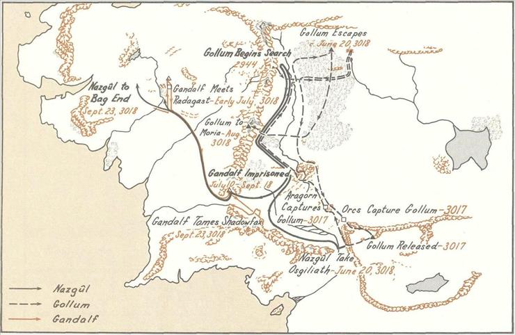 Tolkien maps - 3rd Age - 04 - Early Movements of Gandalf and Gollum.jpg