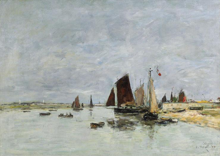 Eugene Boudin - Eugene Boudin - Etaples, Boats at the Port, 1876.jpeg