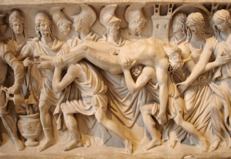 Starożytna Grecja... - Hector_brought_back_to_Troy. Ciało Hektora niesione do Troi - płaskorzeźba rzymska.jpg
