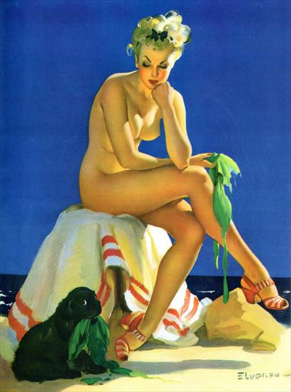 CLASSIC PIN-UPS - Classic Pin-Ups 1 - Seite 20 - Gil Elvgren - In for a tanning 1940.jpg