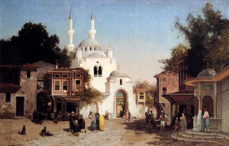 Orientalist Art Paintings - różni artyści - Brest Germain Fabius - Outside The Mosque.jpg