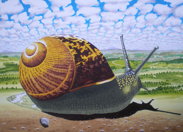 Ślimaczek - a snail with poetry on its shell.jpg