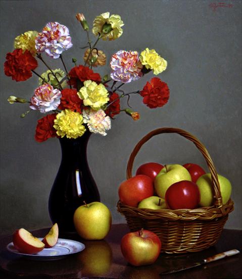 Kwiaty - Carnations_and_Apples.jpg
