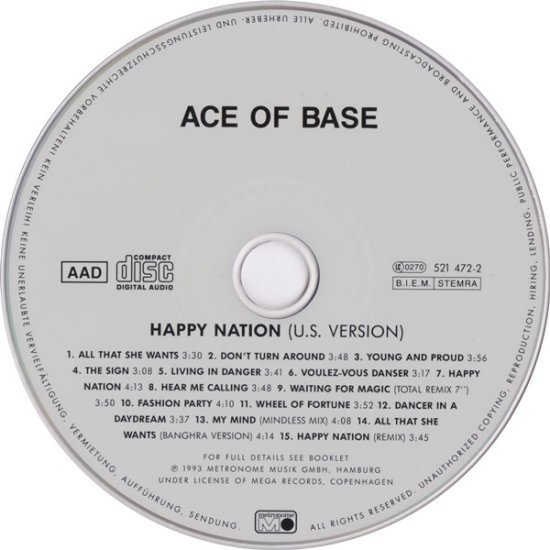 1993 Ace Of Base - Happy Nation U.S. Version CD, Album 1993 - Ace Of Base 3.jpg