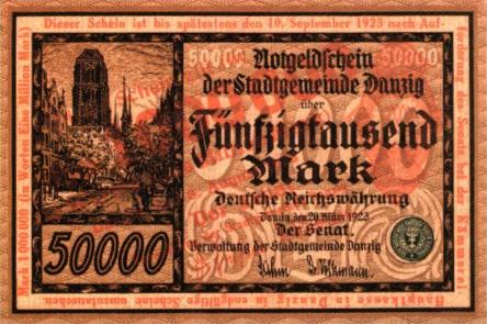 banknoty Emisja Senatu Wolnego Miasta Gdańsk-waluta marka-niektóre mają dwa nominały - 1mil_marek_8sierpnia1923.jpg