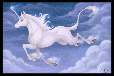Konie jednorożce pegazy - Biały latający jednorożec.jpg