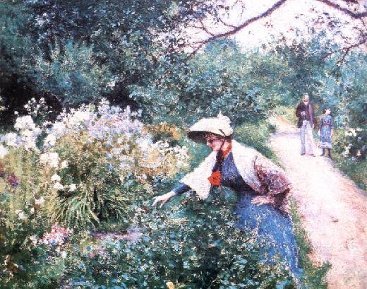 malarstwo - Władysław Podkowiński - W ogrodzie przy klombie 1891.jpg