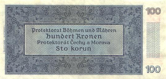 Bohemia  Moravia - BohemiaMoraviaP6s-100Korun-1940-donatedade_b.jpg