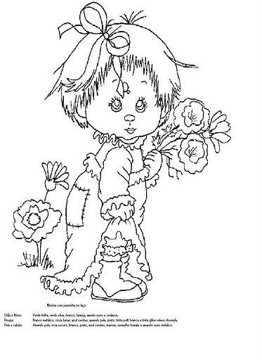 Kolorowanki - risco menina com flores.JPG