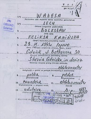 Lech Wałęsa - Kopia karty ewidencyjnej TW. BOLEK I-14713.jpg